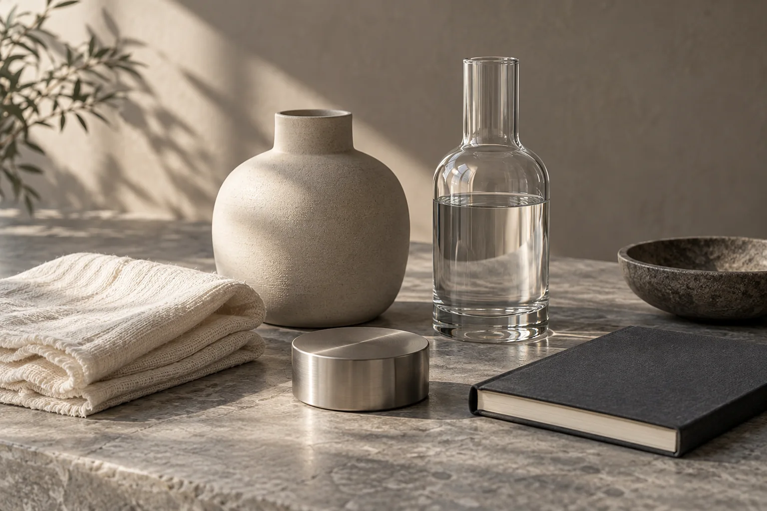 Everyday objects on a tabletop